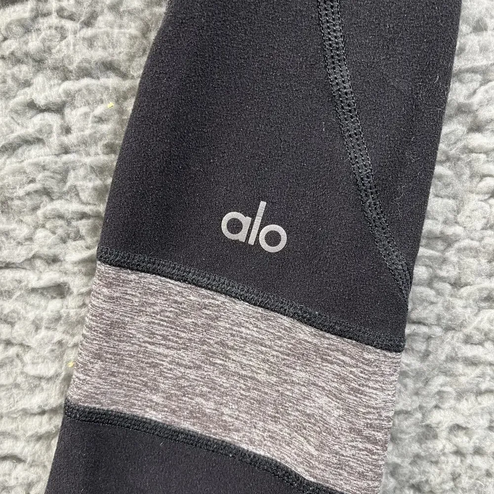 Alo Yoga High Waist Leggings Women's Size M Black Grey Colorblock Pants